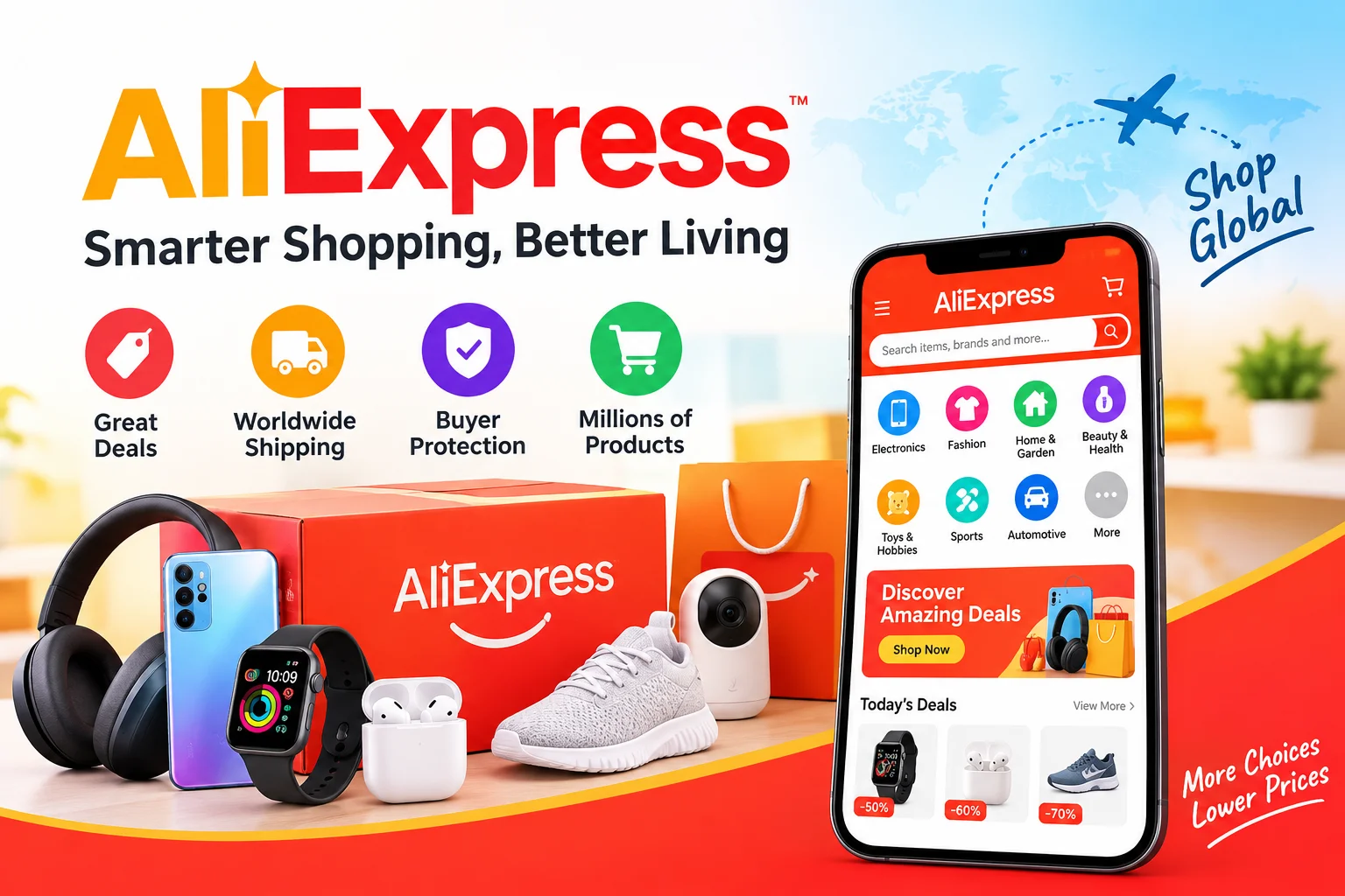 AliExpress online marketplace with electronics, fashion, gadgets and home products