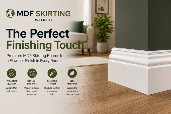 MDF Skirting World collection featuring premium skirting boards, architraves, wall panelling, window boards, interior mouldings, and home renovation products for modern and traditional interiors.